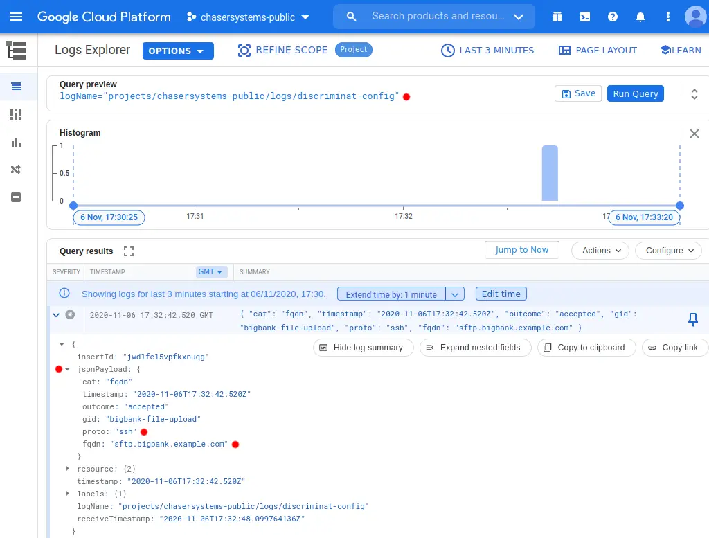 StackDriver DiscrimiNAT config log