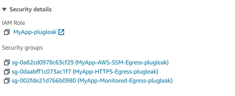 Security Groups attached to the monitored instance