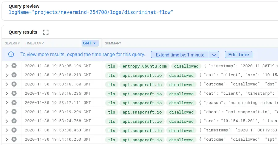 StackDriver DiscrimiNAT flow log